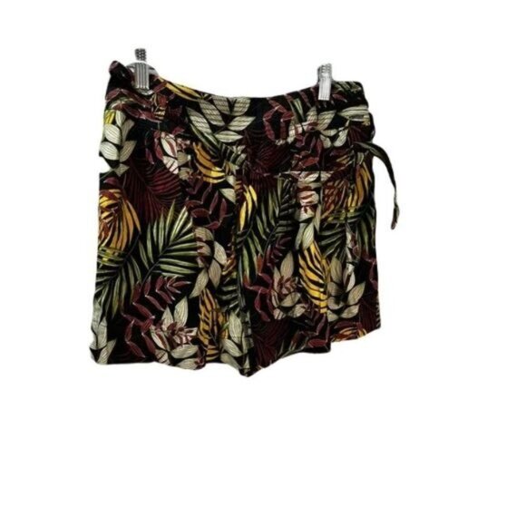 Olivaceous Tropical Print Pleated‎ Flowy High Rise Shorts Small - Picture 2 of 9